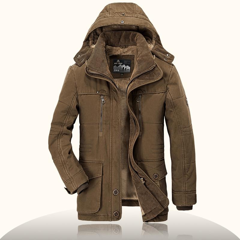 Winter Casual Thick Warm Military Jacket Men Snow Hooded Parka Coat