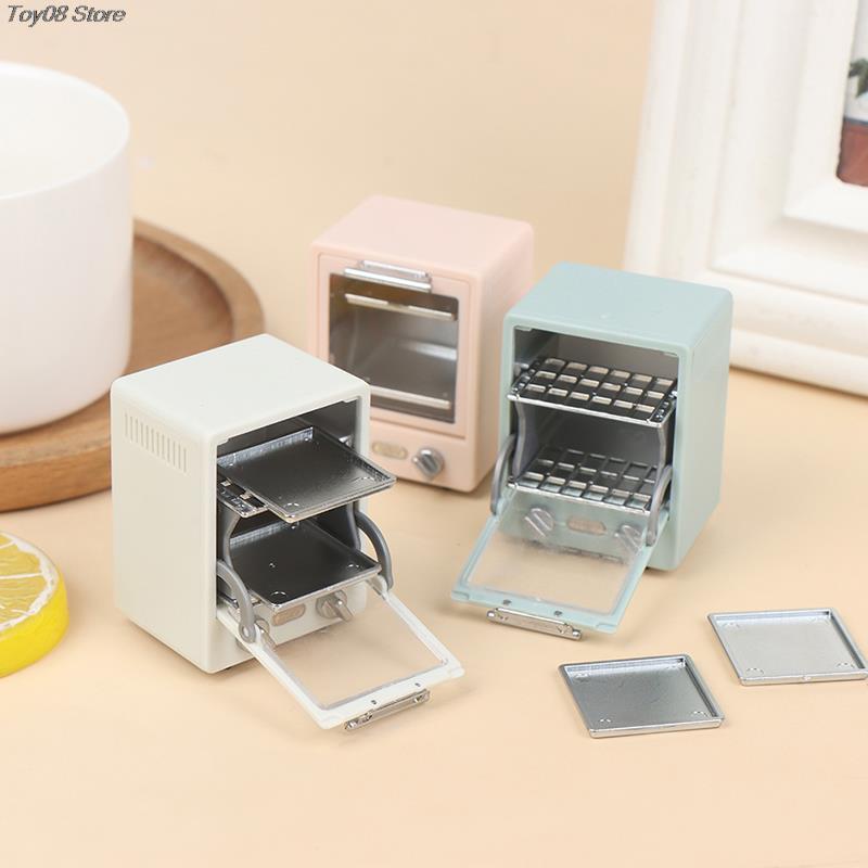 1Pc Simulation Miniature Dollhouse Oven Play Kitchen Baking Dish Bread Retro Refrigerator Model Doll Mini Furniture Toy Decor