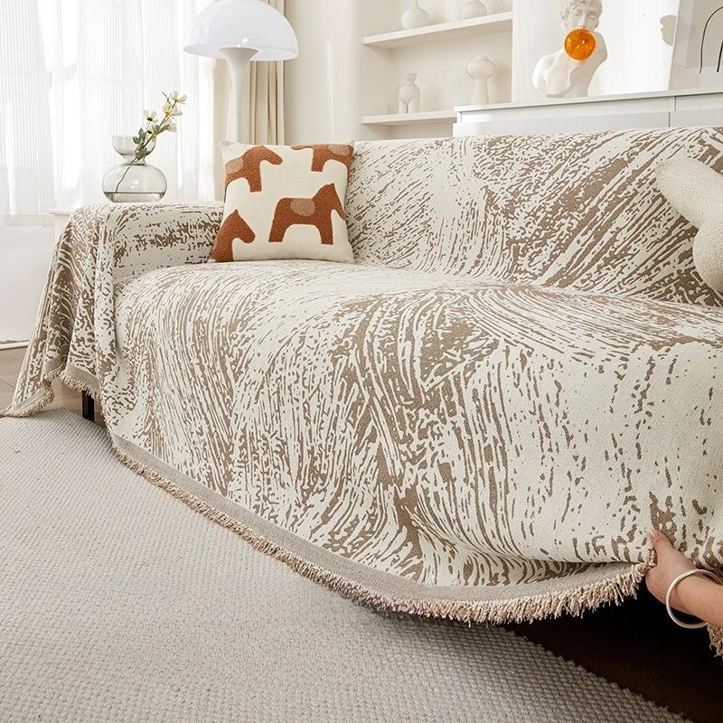 Sofa Towel Striped Couch Pad Light Colored Sofa Blanket All Season Universal All-Inclusive One-Piece Non-Slip And Wear-Resistant