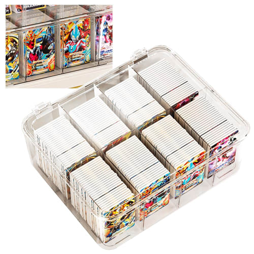 eGadget Trading Card Storage Case, Large Capacity, with Lid, Stain-Resistant, Fully Clear, and Removable Dividers
