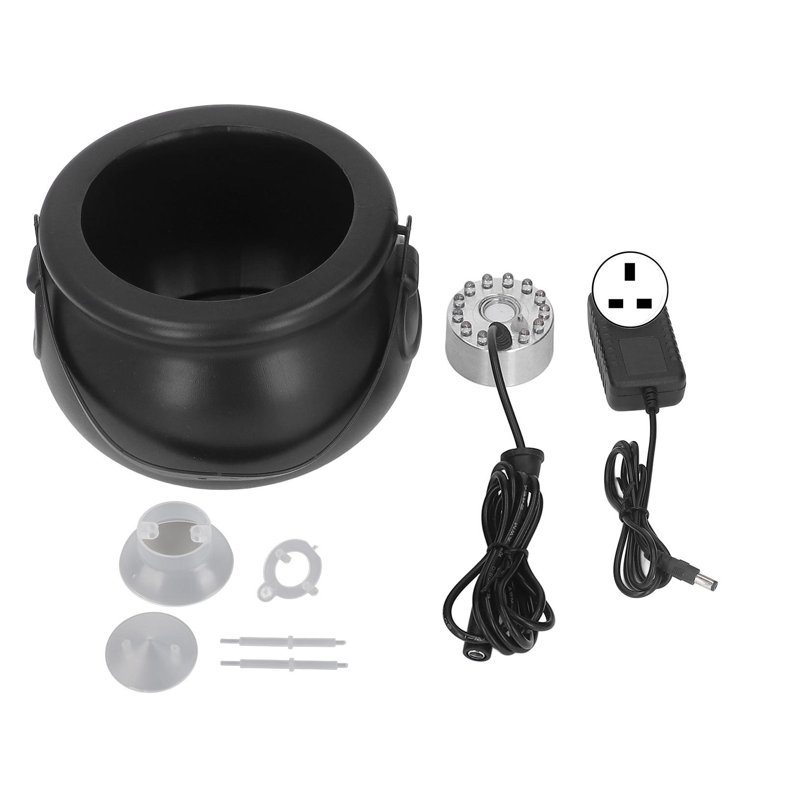 

Хэллоуинский котел, создатель тумана, 12 светодиодов, стиль ужасов, серебряный Хэллоуин, создатель тумана, украшения для вечеринки UK Plug