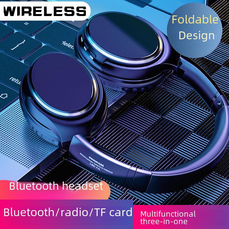 VJ901 Retro Bluetooth Wireless Noise-Canceling Headphones with Head-Mounted Design and Folding Card Plug-In Cable.