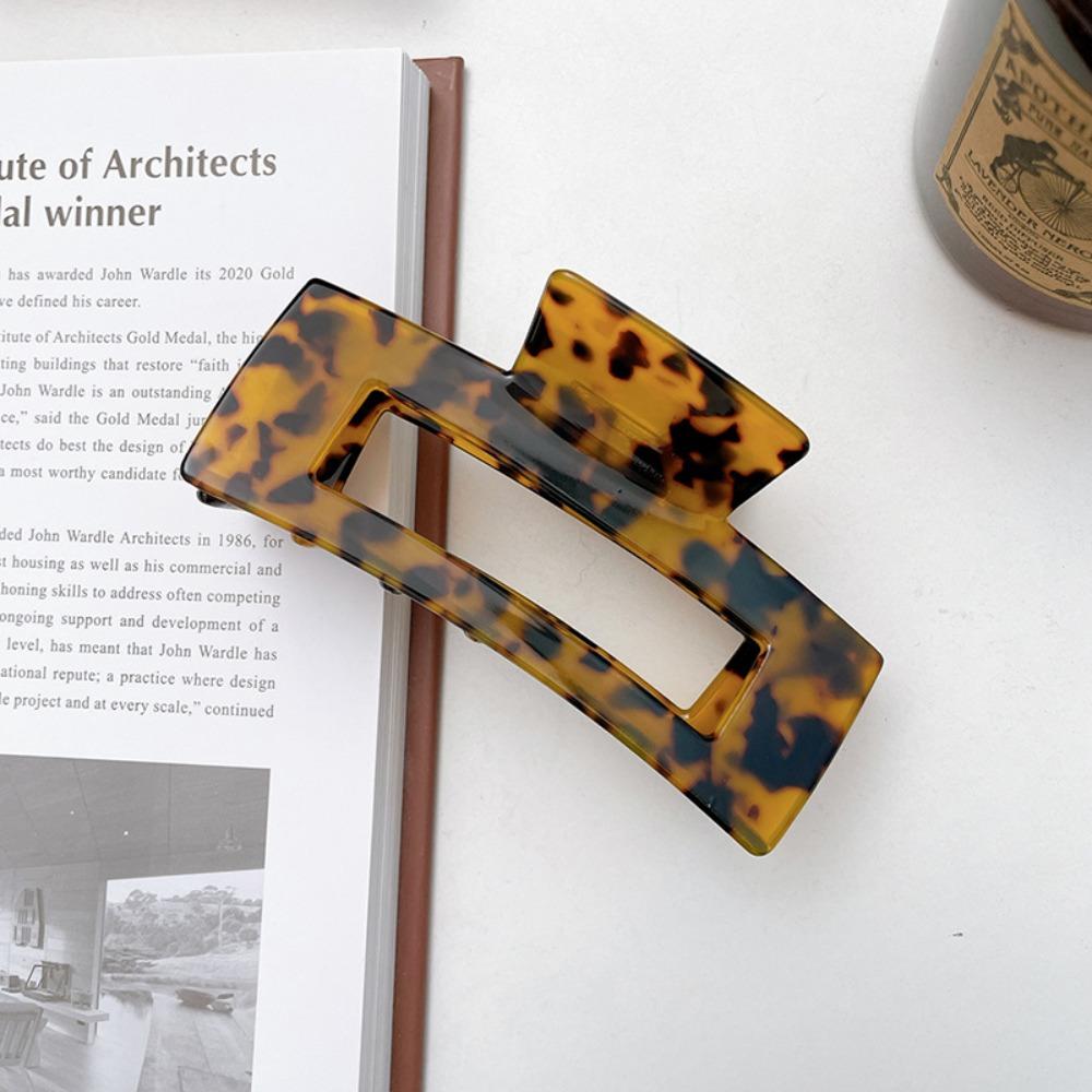 French Style Rectangular Hollow Hair Claw Colorful Shark Clip Acetic Acid Hair Clip  Travel