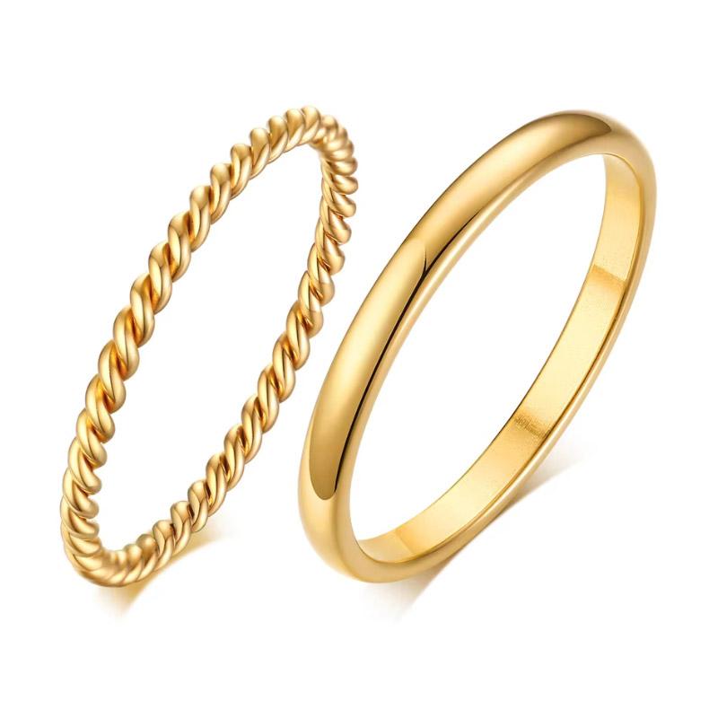 Chic Twisted Rope Slim Ring for Women, Stainless Steel Metal Wedding Rings Finger Band, New Elegant Simple Vintage Party Jewelry