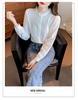 Spring & Autumn 2024 Women's Jacquard Cotton Shirt with Ruffled Collar - Fashionable & Versatile