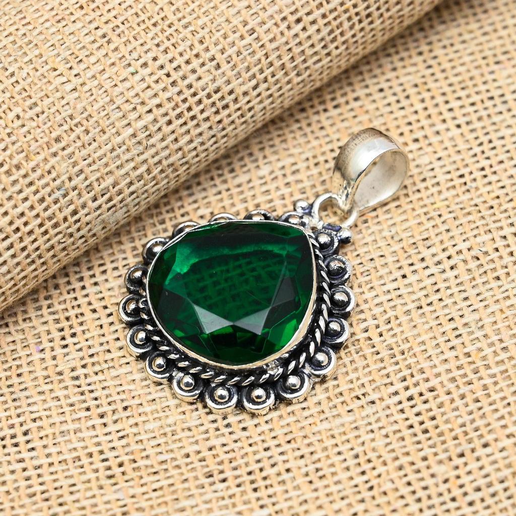 Chrome Diopside Gemstone Handmade 925 Sterling Silver Jewelry Pendant For Women