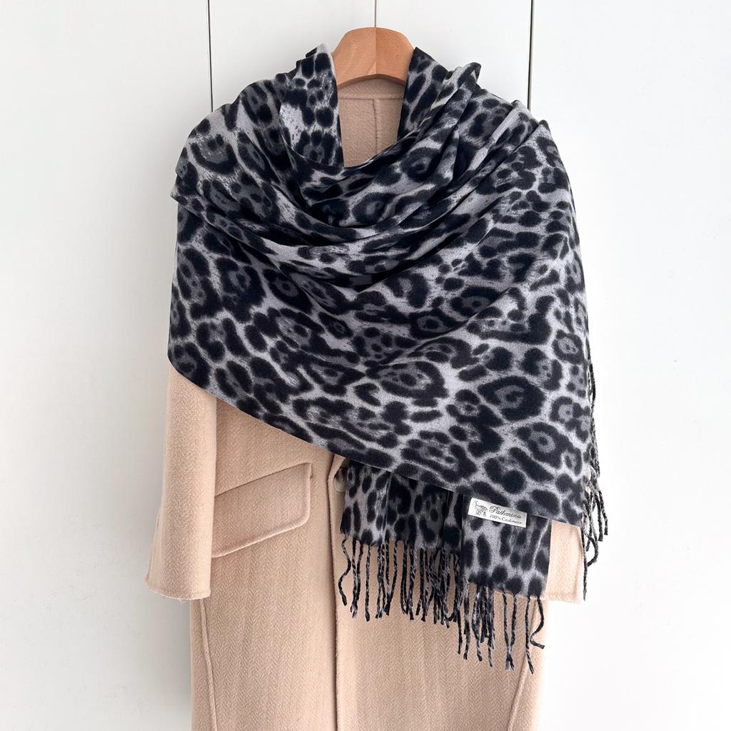 Winter Neck Warmer Scarf For Women Leopard Print Tassel Pashmina Shawl Hijab Faux Cashmere Warps Autumn Elegant Ladies Blanket