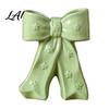 French Style Bow Vase Ceramic with Star Decorative Flowers Vase Creative Flower Chic Room Decor Gifts Arrangement Holder for Living Table