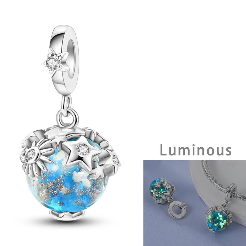 Blue Charms Series Copper Universe Butterfly Angel Spinning Eye Beads Fit Original Bracelet Diy Jewelry Women Gift