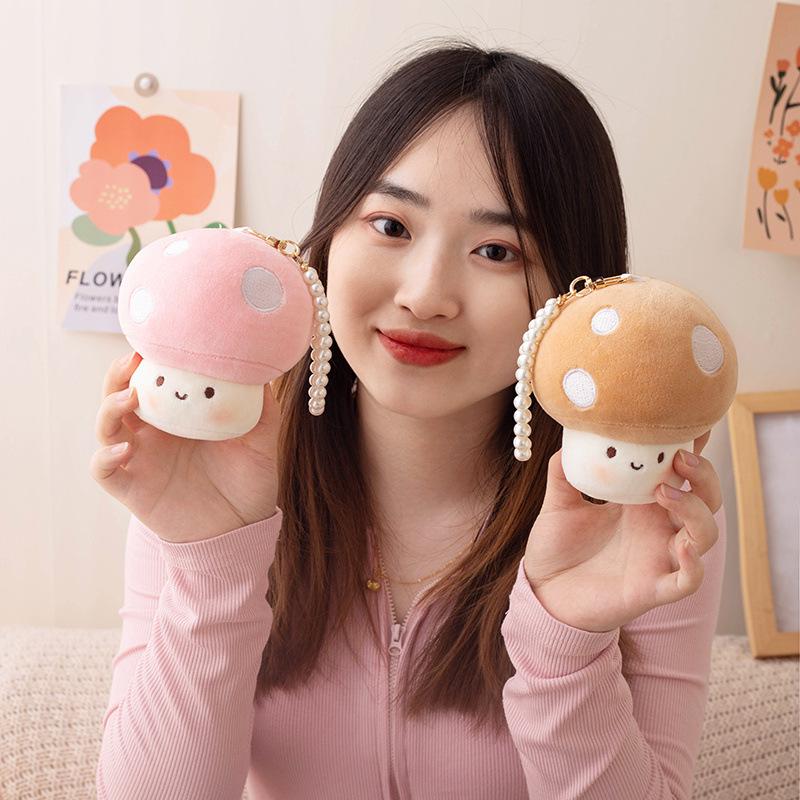 Cute Cartoon Mushroom Plush Keychain Ornaments - Couple Style Bag Pendants