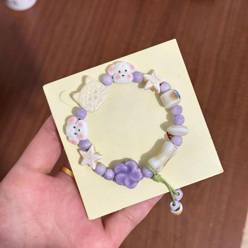 1/4Pcs Kitten Beaded Bracelet Ceramics Cute Cat Charm Bracelet For Women Lovers Gift Girls Fashion Jewelry Gift Y2K Accessories