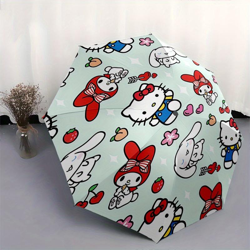 Hello Kitty,Friends Automatic Folding Umbrella-Simple 8-Rib Design, Bright Cartoon Pattern, Durable Iron Frame, Suitable For Travel, Outdoor