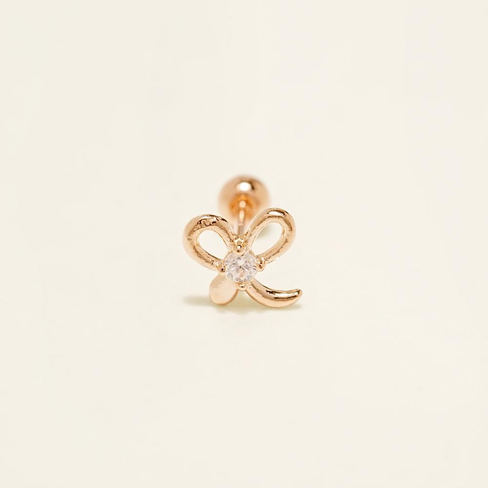 Minimalpiercing 14K Sprout Ribbon Piercing Earrings