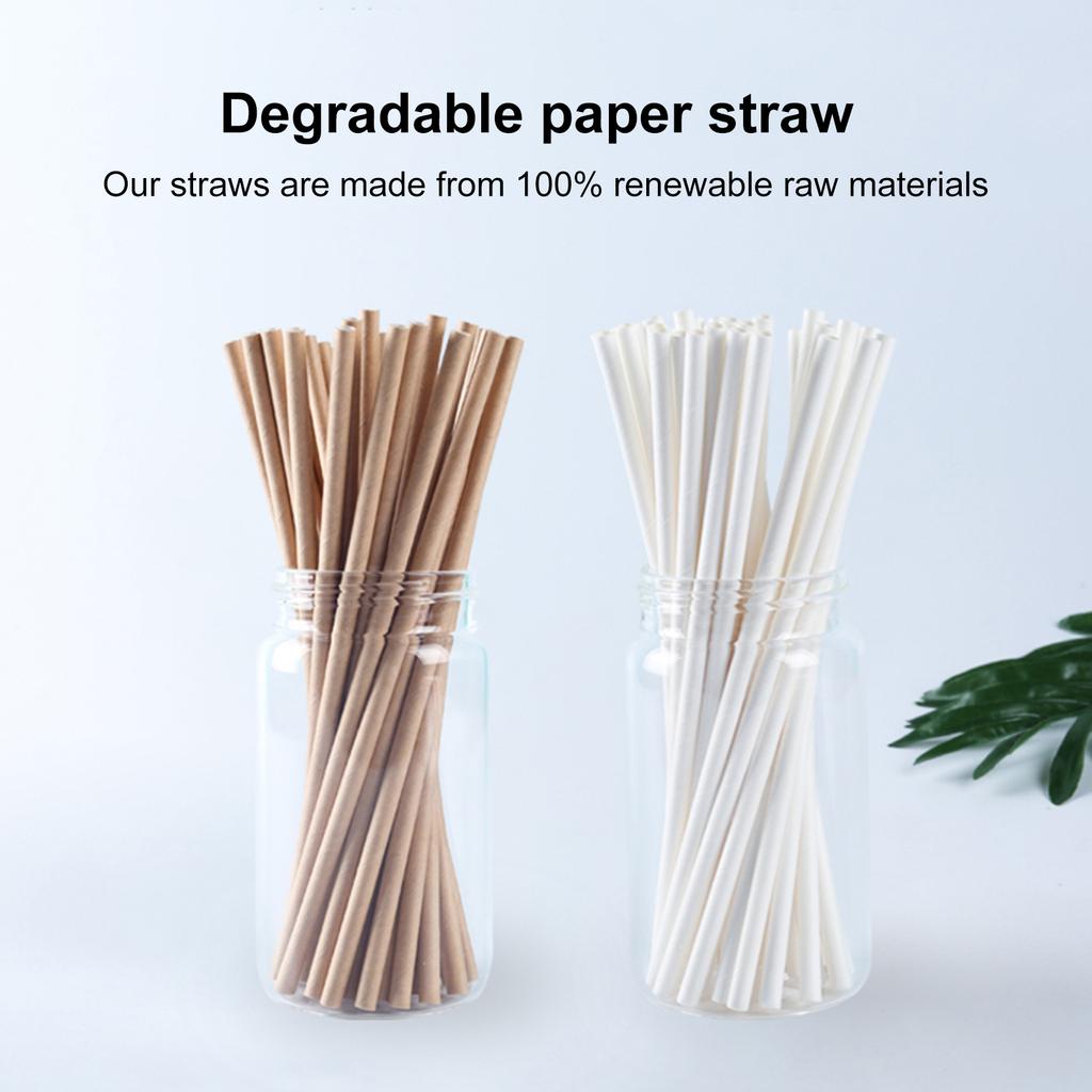 100 Pcs Cocktail Straws Compostable Biodegradable Straws 7.75in Long for Smoothies Tumblers Cocktail MilkShake for Party