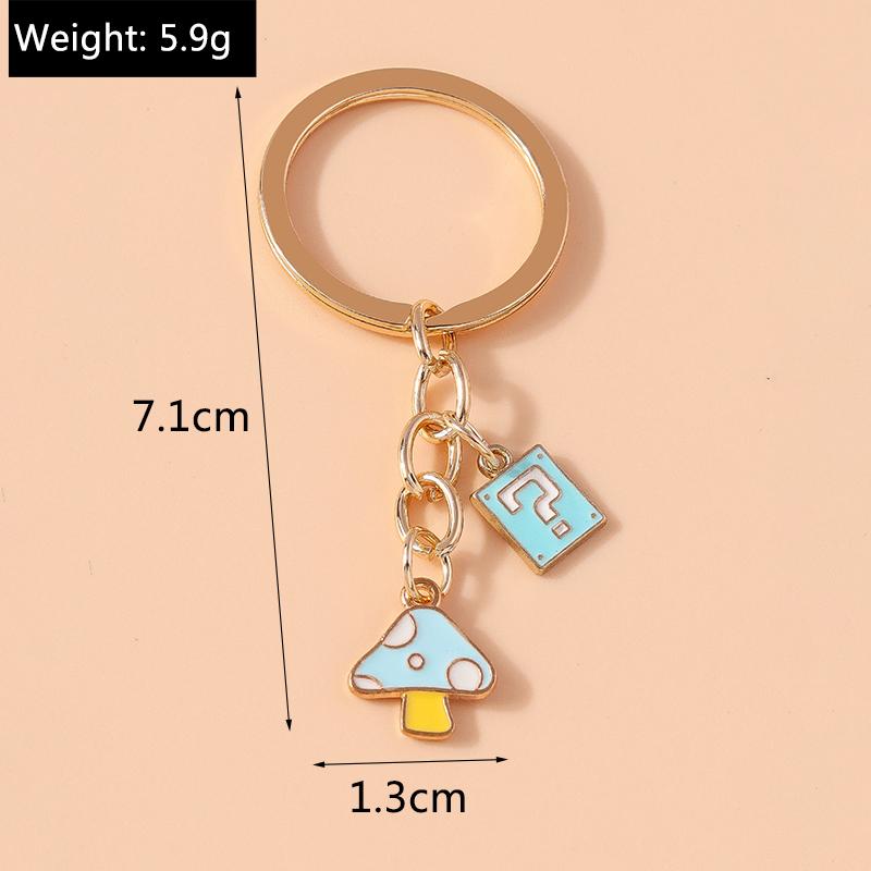 Cute Enamel Mushroom Keychain Question Mark Key Ring Pendant for Men Women Handbag Accessories DIY Jewelry Gift