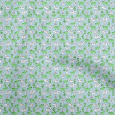 Tissu en coton flex bleu clair imprimé animal, vêtements de bricolage, tissu matelassé, tissu imprimé au mètre, 40 pouces