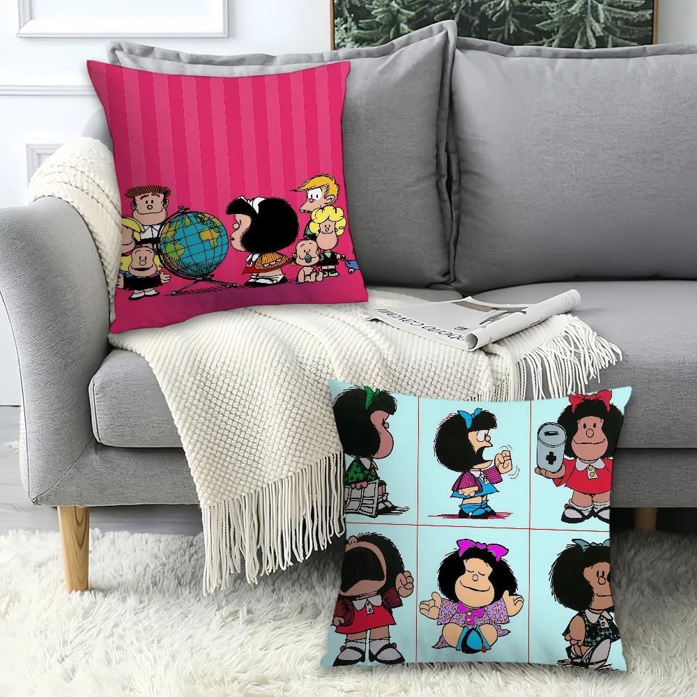 Cartoon M-Mafalda's World Pillow Case Office Cushions Suitable For Sofa Car Bedroom Decorative Cushion Cover
