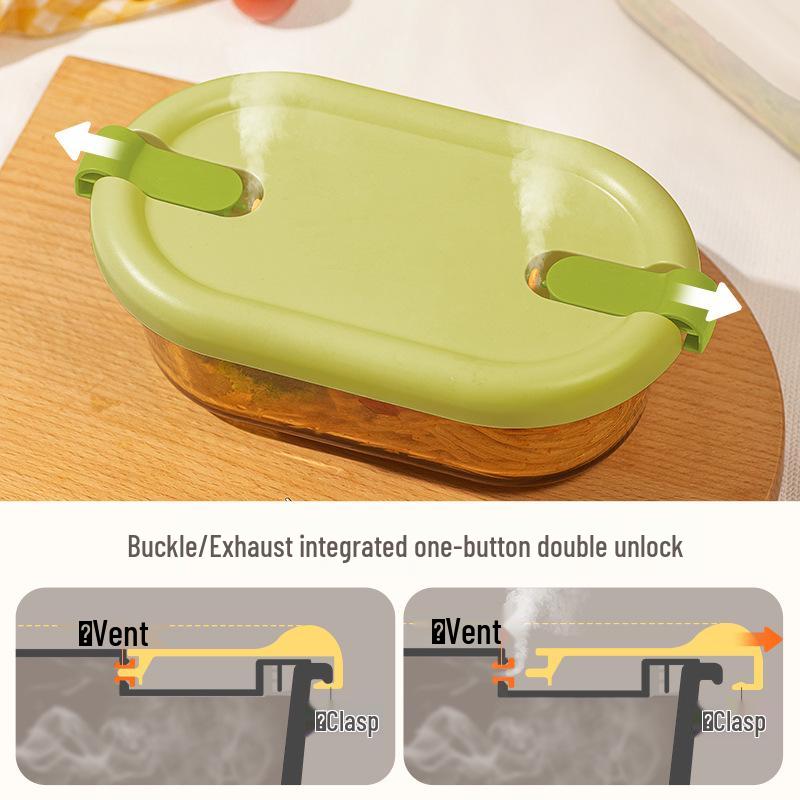 Microwave Safe Glass Lunch Box with Compartments - Ideal for Students and Office Workers