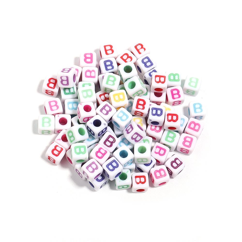 100pcs/lot  A-Z Acrylic Letter Bead Square Loose Spacer Alphabet Beads for DIY Bracelet Necklace Jewelry Making Supplies