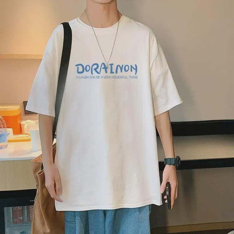 Doraemon Men's American Retro White Short Sleeve Couple T-Shirt