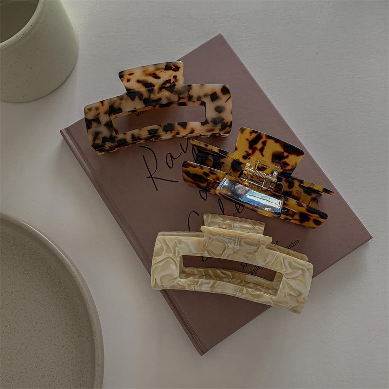 Retro Korean Leopard Print Acetate Hair Claw Clip for Women - French Style
