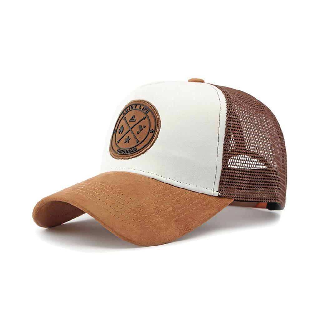 Casquette de baseball d'été en maille avec patch lettre, chapeau de soleil sport à rabat pour hommes et femmes