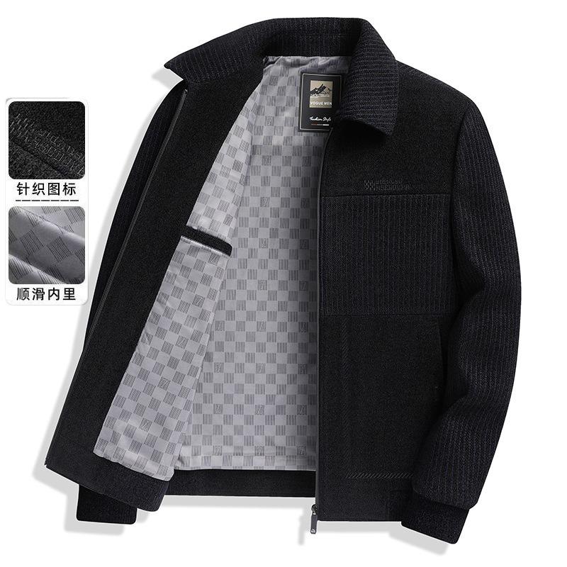 Winter Fleece Thermal Jacket for Men Is Not Easy To Wrinkle Suede Thickened High-density Medium and Old Woolen Jacket