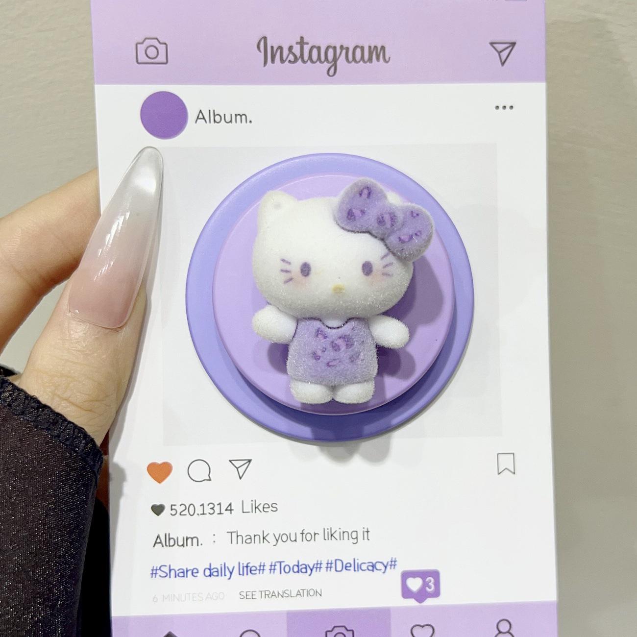 Flocked Purple Kitty MagSafe Retractable Phone Holder with Air Cushion