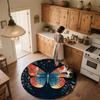 Flower Butterfly,Round Area Rug,Carpet Rug for Living Room Bedroom Sofa Playroom Decor,Non-slip Floor Mat