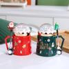 Vánoční hrnky s víčkem a lžičkou Santa Clause, keramický hrnek, vánoční dárek, hrnek na kávu, hrnek na mléko, pití do domácí kanceláře