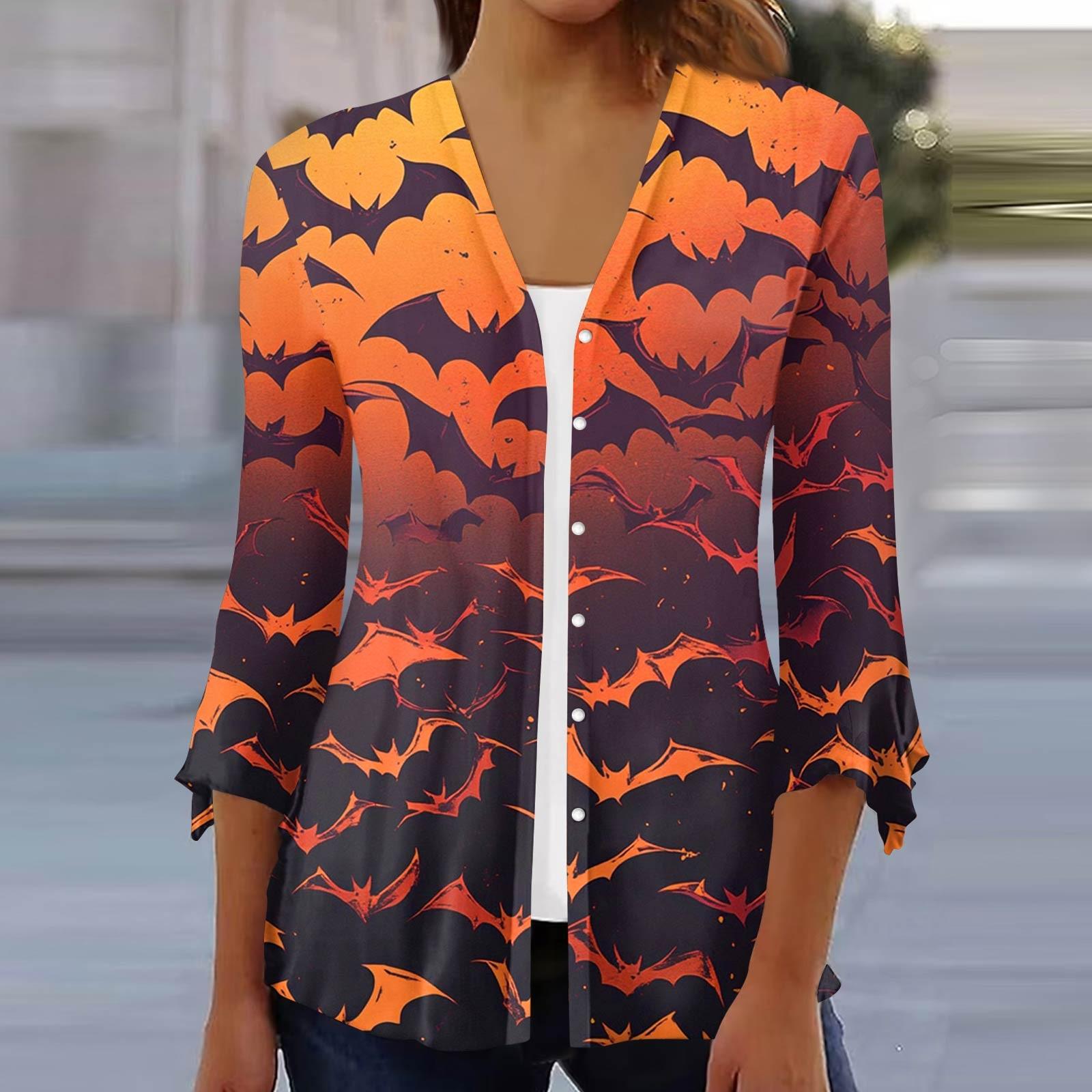 

Женский свободный повседневный кардиган-топ с принтом и рукавами семь восьмых на пуговицах XL