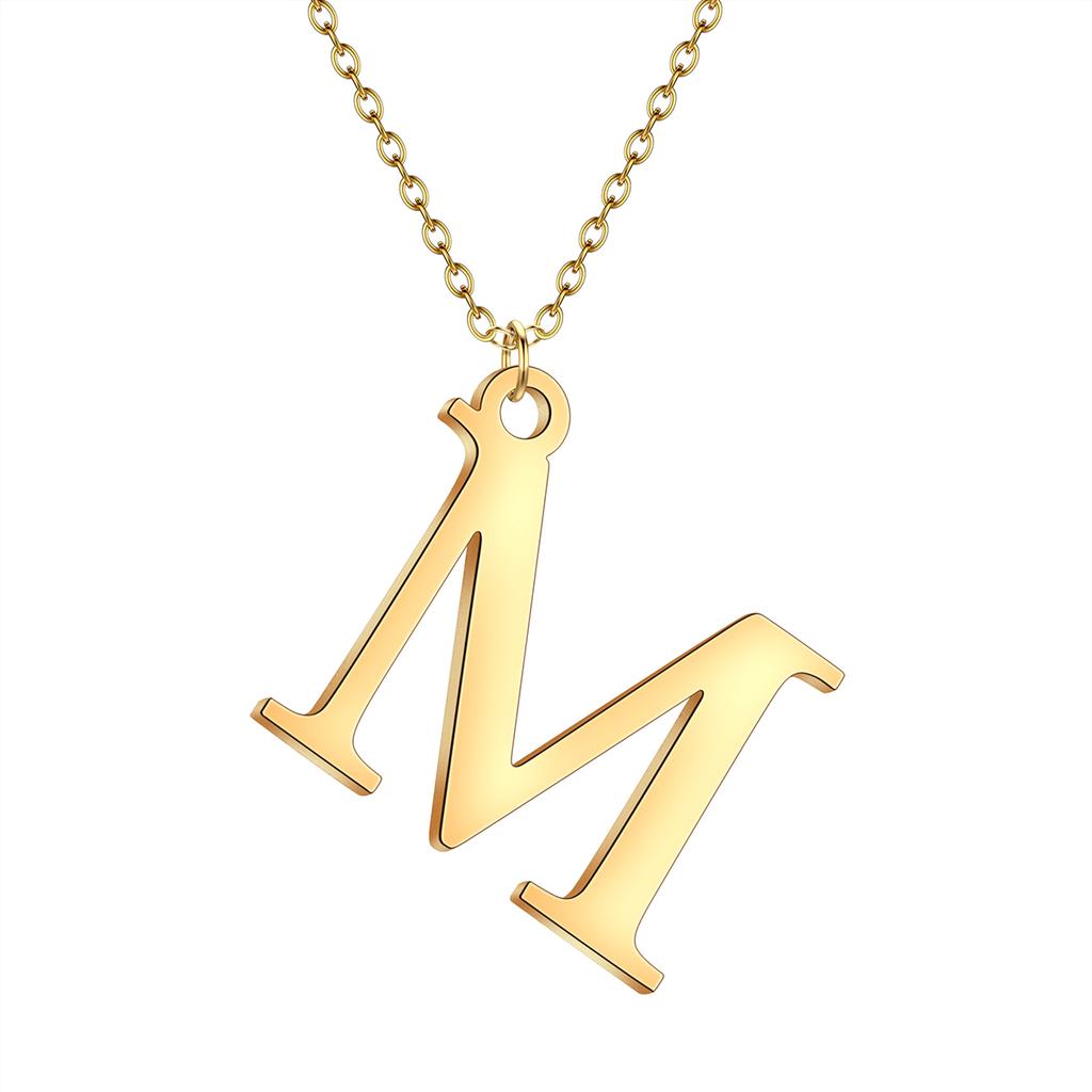 Kinitial A-Z English Alphabet Letter Pendants Necklaces For Women Metal Jewelry Simple Initial Chain Choker Collares