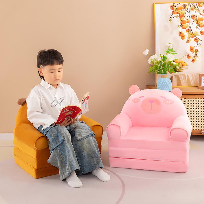 Kids' Plush Folding Stool: Panda, Capybara & Cow Design, Perfect for Playroom or Gift
