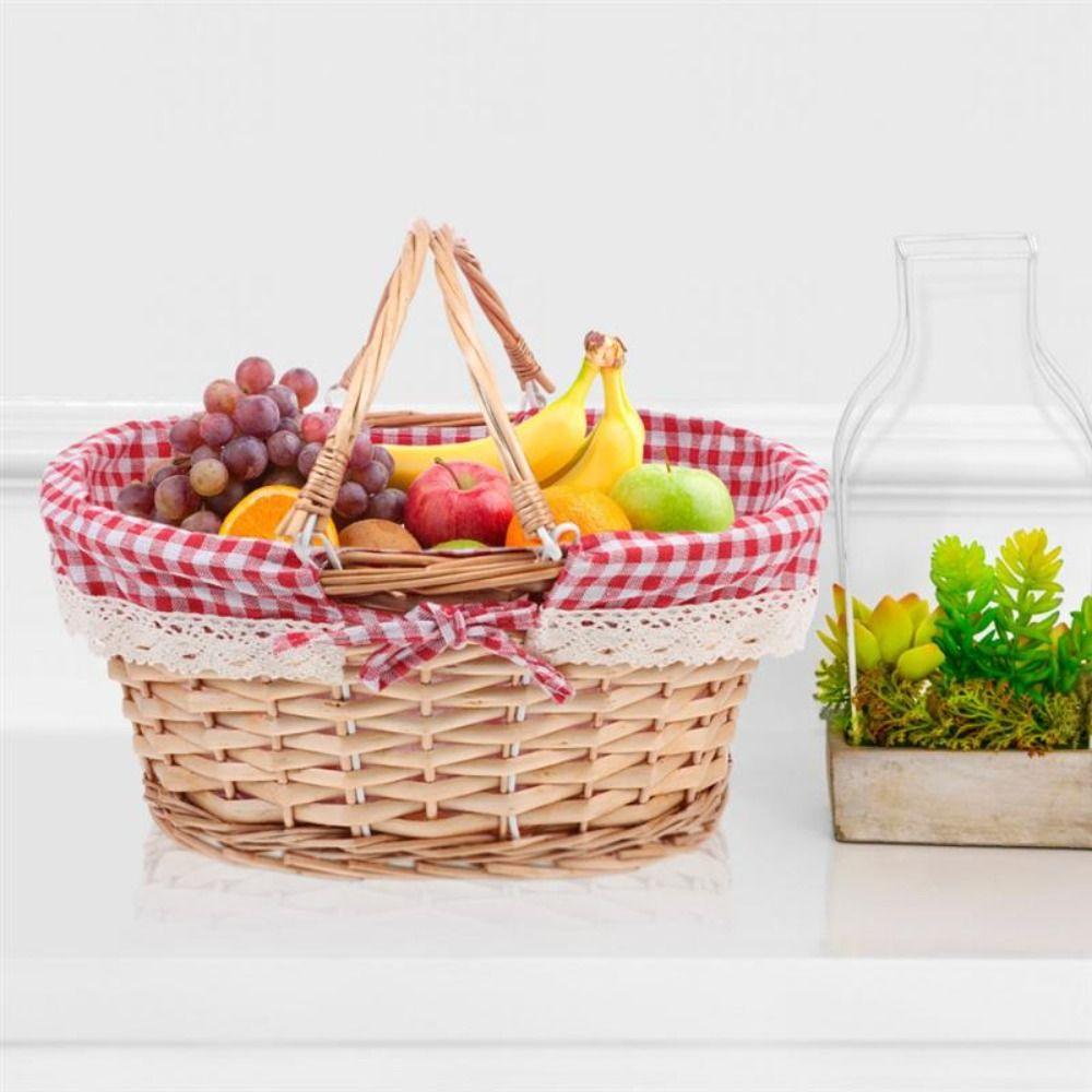 Oval Sundries Willow Woven Handwoven Vegetable Basket Storage Basket Fruit Basket Picnic Basket