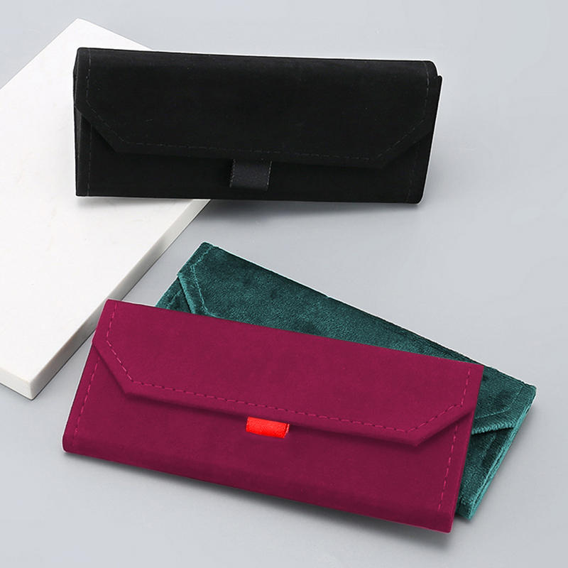 1PC Velvet Triangle Folding Glasses Women Case Elegant Sunglasses Case Purse Hard Men Elegant Reading Glasses Box