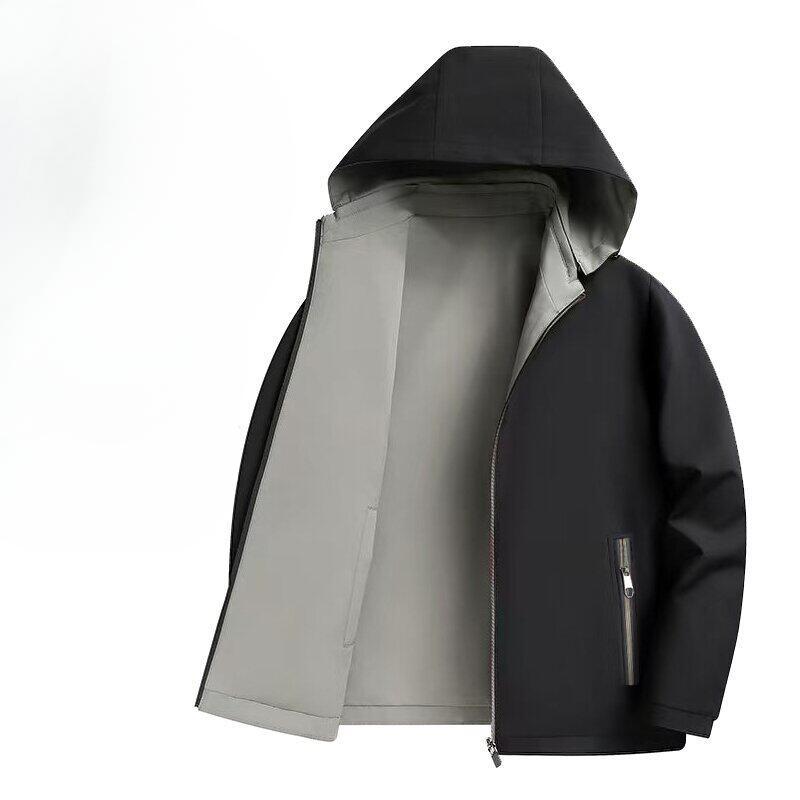 New Double-sided Middle-aged Men's Jacket Hooded Business Casual Jacket