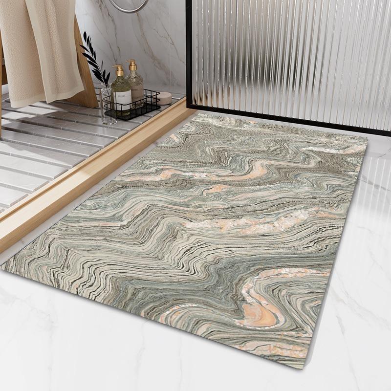 Modern Minimalist Marble Print Floor Mats for Bathrooms Kitchens and Bathrooms Mat  That Absorb Water Dry Quickly and Non-slip