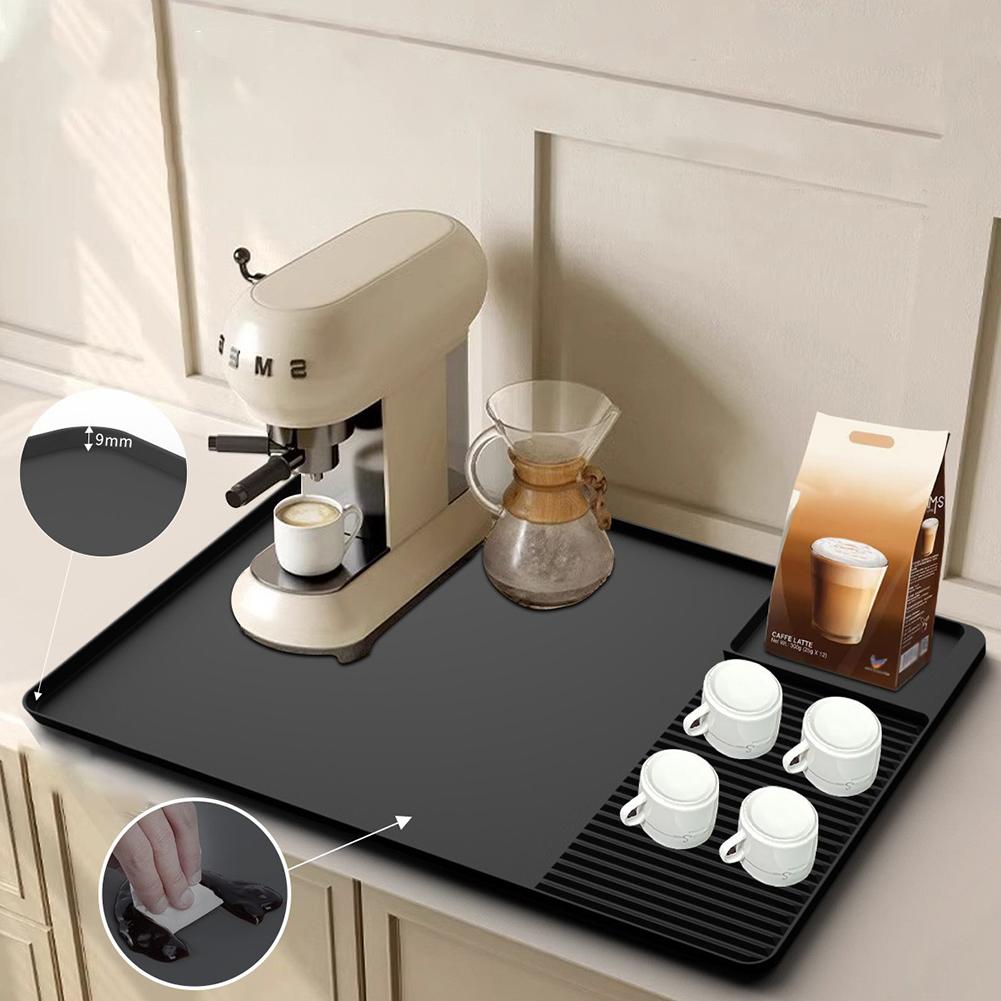 Silicone Coffee Mat Nonslip Quick Drying Mat Coffee Machine Silicone Mat Tray Drain Pad Coffee Powder Pad Coffee Bar Accessories