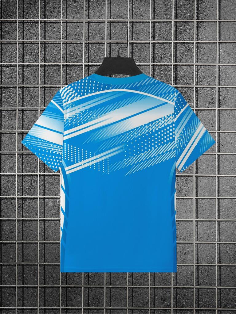 Men's Printed Dynamic Tech Line T-Shirt - Breathable and Comfortable Short Sleeve for Sports Training - Summer Running, Fitness, Casual, and Trendy