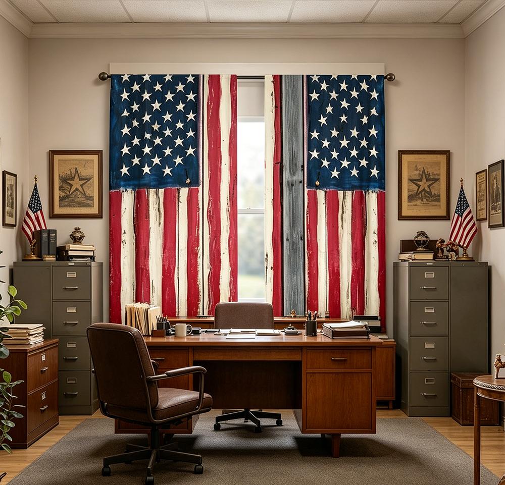 2 Stück digital bedruckte Vorhänge, rustikale amerikanische Flagge, patriotisch, Vintage USA, moderner Wohnkulturstil für Wohnzimmer, Schlafzimmerdekoration 75x166cmx2&Rod pocket &2 panels