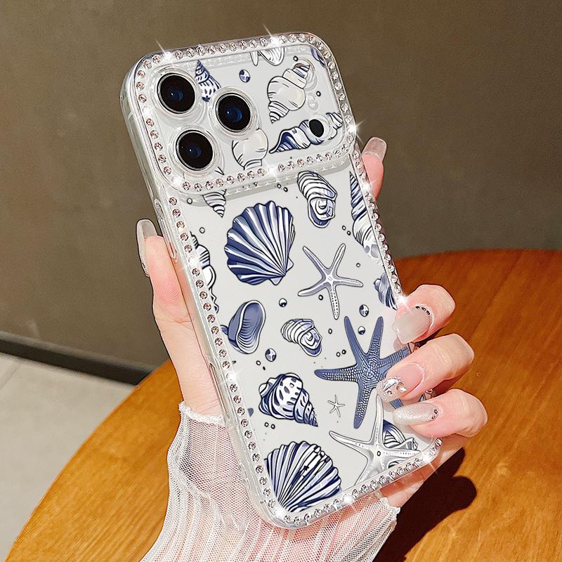 

Bling Diamond TPU Case For iPhone 17 Air 16e 16 14 15 13 17 Pro Max 15 16 Plus 17 Luxury Shark Shell Print ShockProof Case Cover iPhone 17