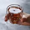 Kaffeetasse, doppelschichtig, transparent, Glasbecher mit Totenkopf-Motiv aus Kristallglas für den Haushalt, Whisky, Wein, Wodka, Bar, Club, Bier, Weinglas