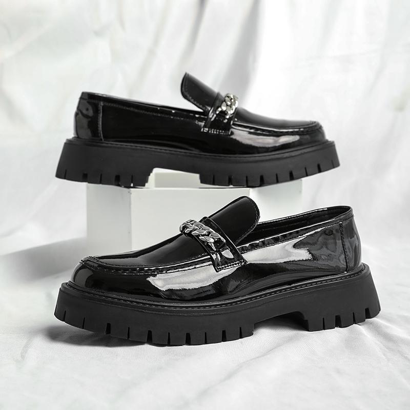 

2025 Brand Non Slip Coiffeur Flats Thick Bottom Walking Business Shoes New Trend Men Leather Dress Loafers Slip on Soft Loafers 46 чёрный