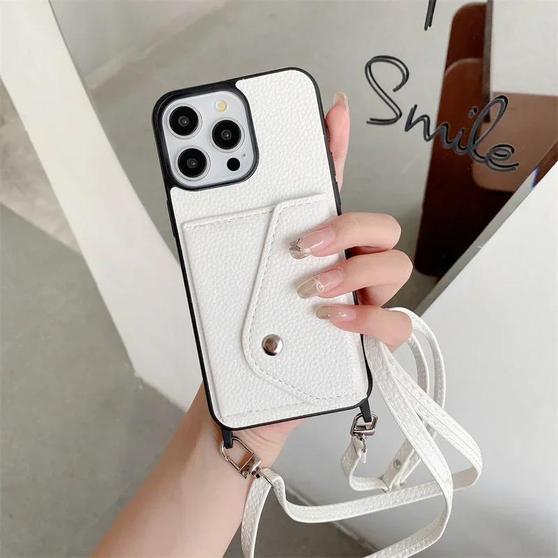Wallet  with Card Holder Crossbody Phone Case for IPhone 13 12 Mini 16E 16 15 Plus 14 11 Pro Max Pu Leather Protective Cover