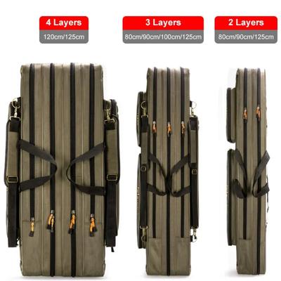 2/3/4 Layer 80/90/100/120/125CM Fishing Bag Multifunctional Large Capacity Fishing Rod Reel Bait Storage Bag Fishing Gear