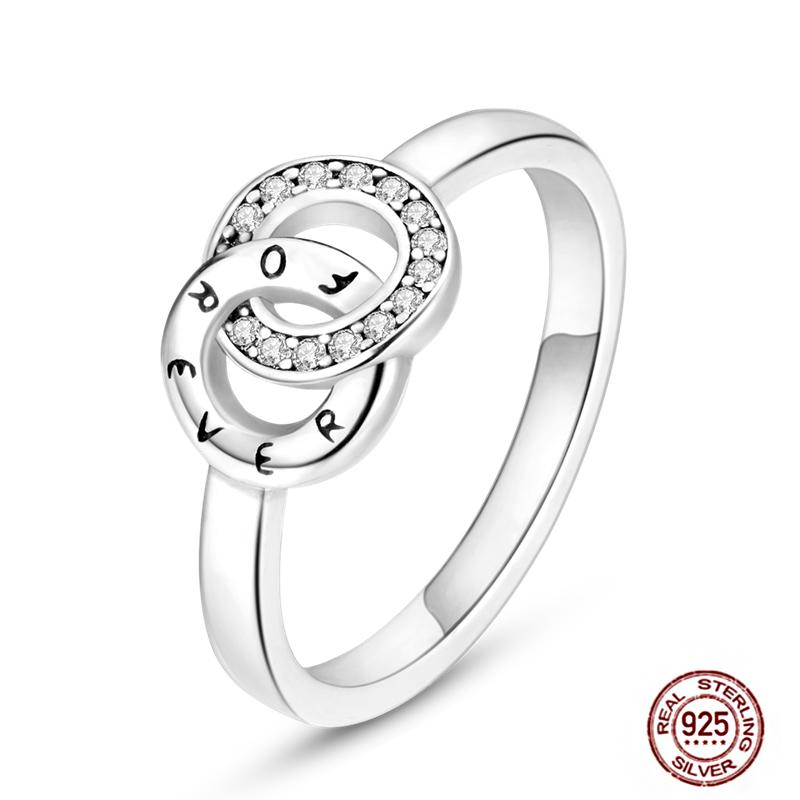 Shine Women koppar Fingerringar 925 Sterling Hjärta Krona Glöd Eldfluga Stjärna Sol Tusensköna Stapelbar Originalring Årsdag Zirkon