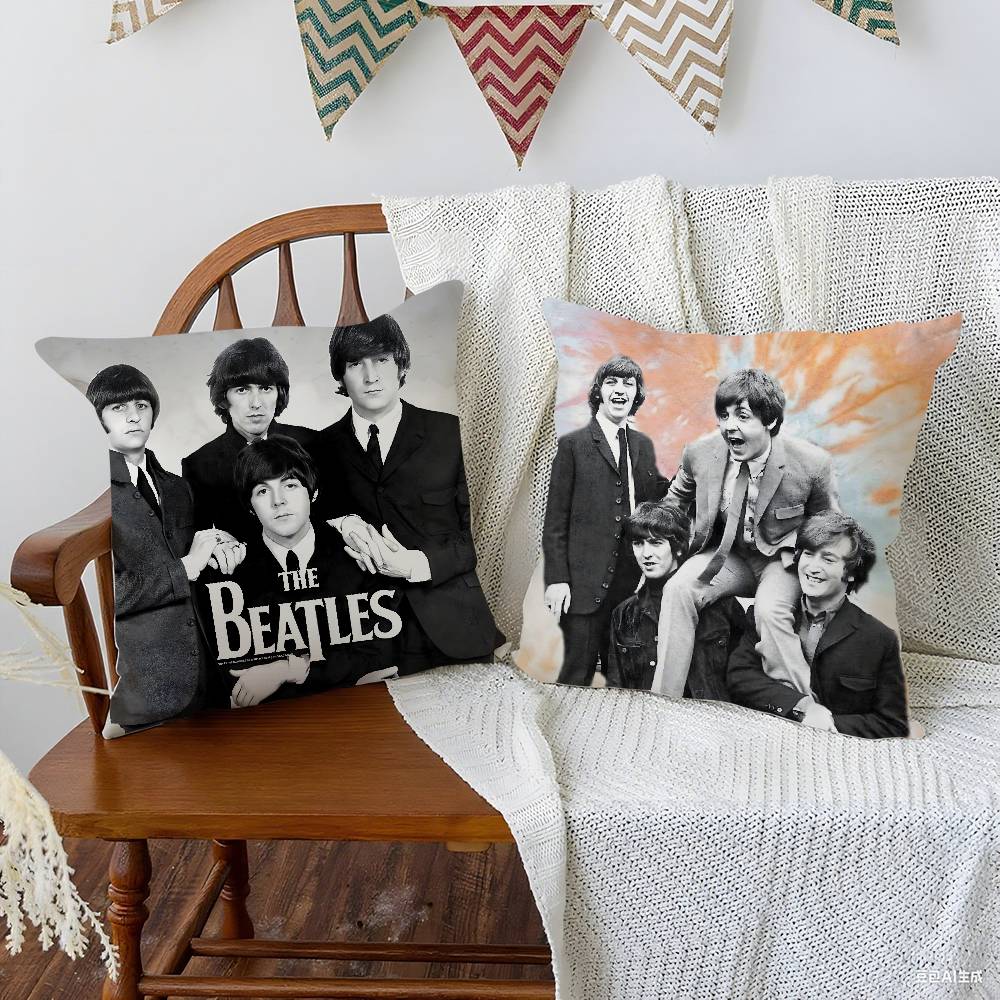 The B-beatleS-Band Pillow Case  Plush Fabric Soft  Pillowcase Double Sided Print Cushion Cover Household Gifts