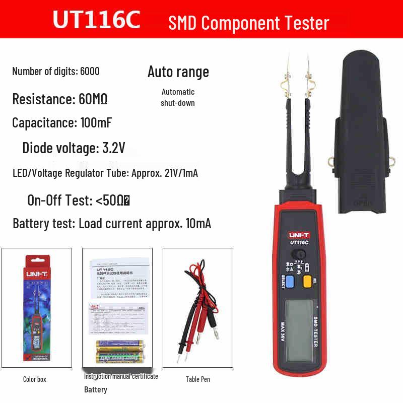 

UNI-T UT116A/UT116C SMD Тестовий затискач Мультиметр для резисторів, конденсаторів та діодів