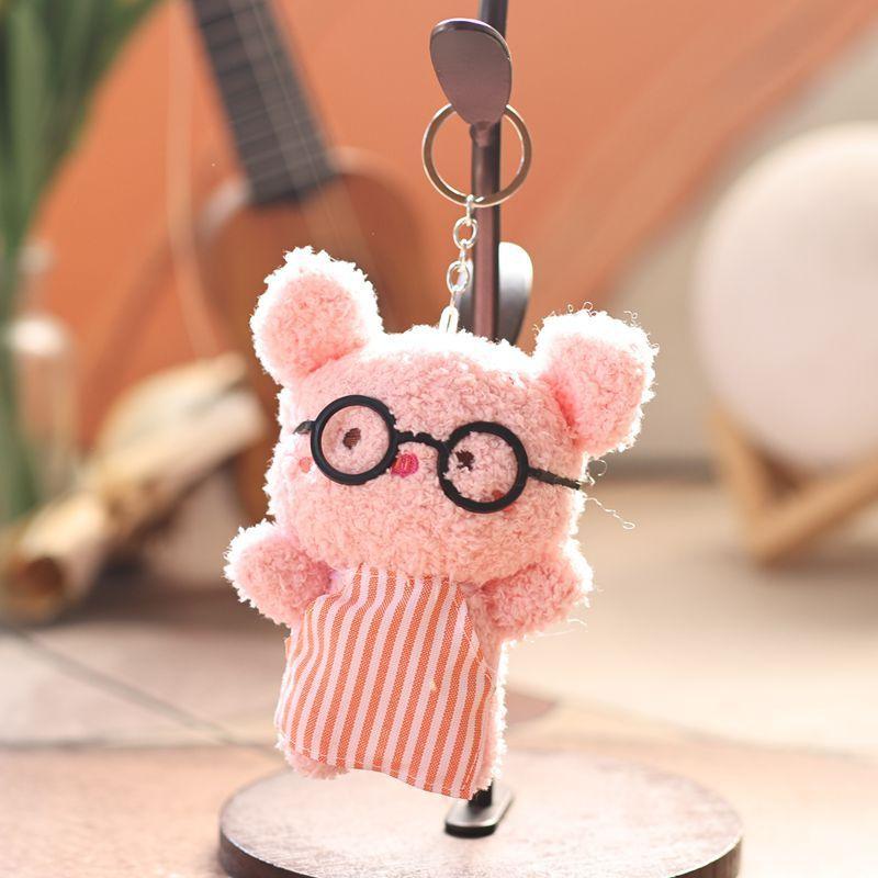 Plush Animal Keychain With Soft Short Plush For Kids And Adults розовый