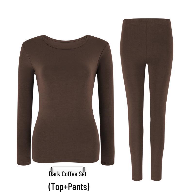 Women's Modal Body Shaping Autumn Knitwear Set: Warm Long Sleeve Top & Pants